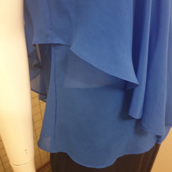 FOREVER NEW Blue V-Neck Layered Flowy Top AU-8 w/ Adjustable Spaghetti Straps - Picture 10 of 15